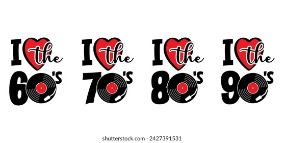 Lp icon. Music year of fifties, sixties, seventies, eighties, nineties. dj symbol. Vinyl record album. I love the 60's 70's 80's 90's music plate. Phonograph, Gramophone label. Audio, turntable.