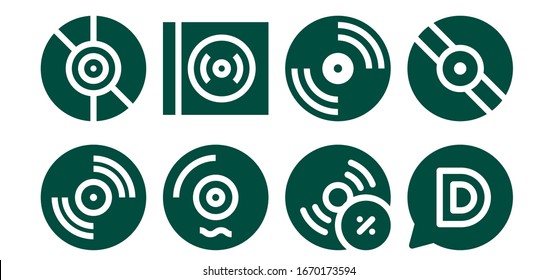 lp icon set. 8 filled lp icons. Included Vinyl, Vynil, Disqus icons