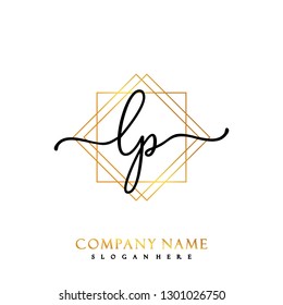 LP Initial Handwriting logo template vector