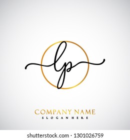LP Initial Handwriting logo template vector