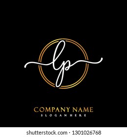 LP Initial Handwriting logo template vector