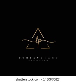 LP initial handwriting logo template vector