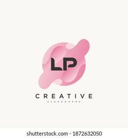 LP Initial Letter logo icon design template elements with wave colorful art.