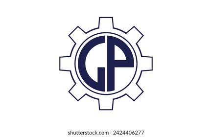 Plantilla del vector del diseño del logotipo del círculo mecánico de la letra inicial del LP. industrial, ingeniería, servicio, marca de la palabra, marca de la letra, monograma, construcción, negocio, empresa, corporativo, comercial, geométrico