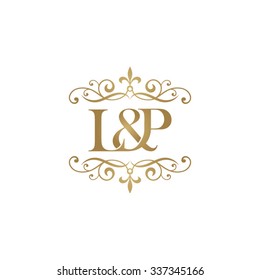 L&P Initial logo. Ornament ampersand monogram golden logo