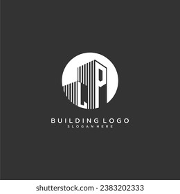 LP initial monogram building logo for real estate with creative circle style design