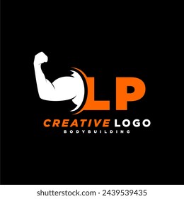 LP initial monogram for fitnes or gym logo with creative style design