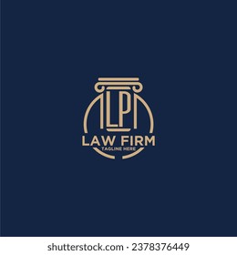 Monograma inicial de LP para bufete de abogados con línea de círculo creativo