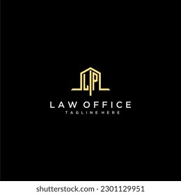 Logotipo inicial del programa LP para la oficina de leyes con imagen de diseño para oficina en el hogar