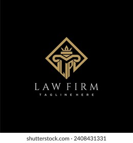 LP initial monogram logo for lawfirm with pillar in creative square design