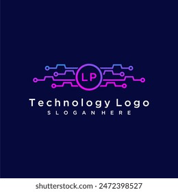 LP initial monogram for technology logo with circle style design