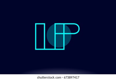 lp l p blue line circle letter logo alphabet creative company vector icon design template