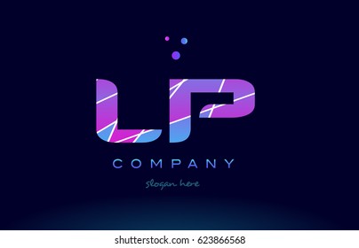 lp l p  creative color blue background pink purple magenta alphabet letter company logo vector icon