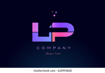 lp l p creative color blue background pink purple blue magenta alphabet letter company logo vector icon design