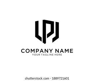 Diseño del logotipo LP L P en colores negros. Ilustración del logotipo del icono del vector de letras modernas creativas.