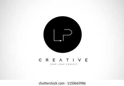 LP L P Logo Design With Black And White Creative Icon Text Letter Vector.