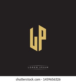 LP L P Logo Emblem Hexagon Capital Letter Modern Template