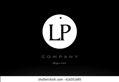 LP L P simple black white circle background alphabet company logo design vector icon template