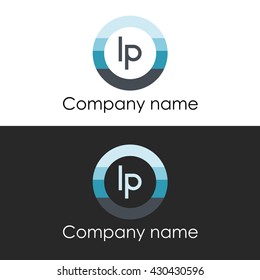 LP letter circle shape icon logo white blue