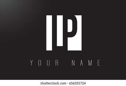 LP Letter Logo With Black and White Letters Negative Space Design.