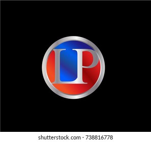 LP Letter logo Design in a circle. Blue and silver colored
