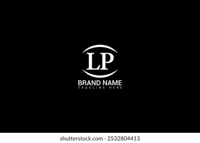 Diseño del logotipo de la letra del LP sobre fondo negro. Concepto de logotipo de letra de iniciales creativas de LP. LP diseño único.