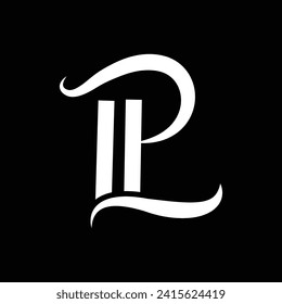Logotipo de letra LP vectorial estilo de lujo identidad corporativa , icono negro y símbolo.
