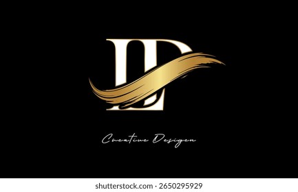 LP Letter Monogram Logo – Elegant Gold Brush Stroke Letter mark for Luxury Branding, Fashion, Boutique  Premium Identity Design
