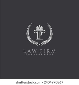 LP letter monogram logo for lawfirm with pillar  crown image design