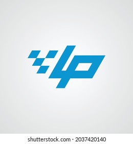 LP Letter Racing vector design illustration