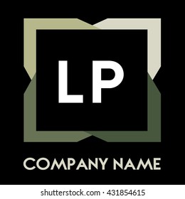 LP letters business logo creative  icon design template elements in abstract background logo, design identity in square with four colors, modern alphabet letters