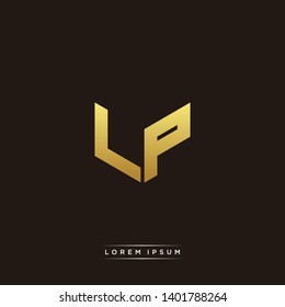 LP Logo Letter Initial Logo Designs Templete with Gold and Black Background