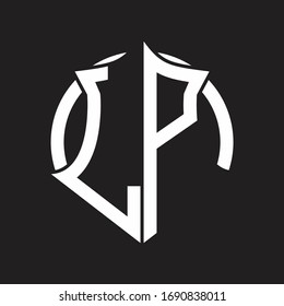 LP Logo monogram with emblem and circle rounded design template