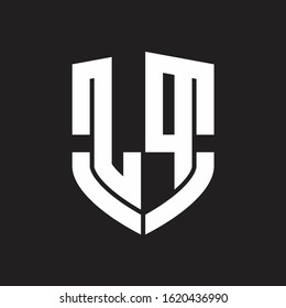 LP Logo monogram with emblem shield shape design isolated on black background
