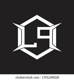 Monograma de logotipo LP con modelo hexagonal y de cuatro ejes