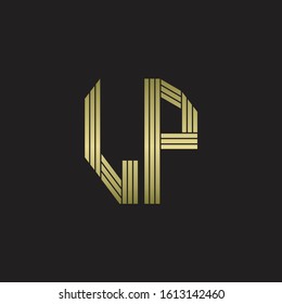 LP Logo monogram outline style linked isolated with gold colors