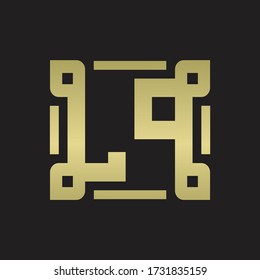 LP Logo monogram with piece line art design template
