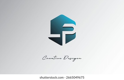 LP Minimal Polygon Shape Abstract Negative Space Symbol for Branding Use"