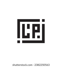 LP minimalist geometric symbol logo in high quality professional design that will print well across any print media