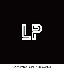 LP monogram logo with abstract line design template