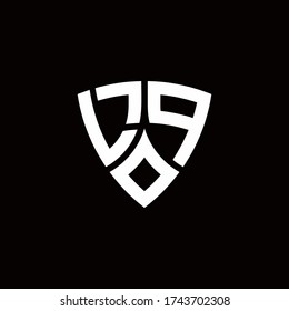 LP monogram logo with modern shield style design template isolated on black background