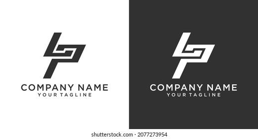 LP or PL initial letter logo design concept on black and white background.