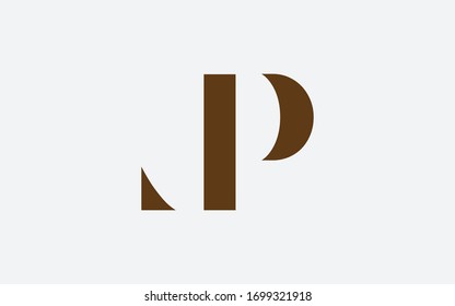 LP or PL and L or P Uppercase Letter Initial Logo Design, Vector Template