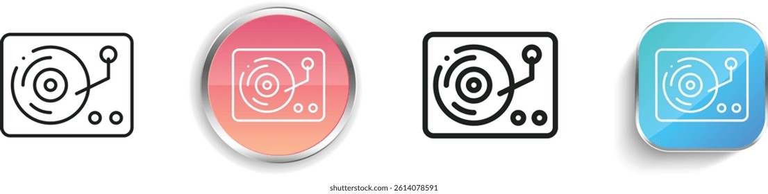lp player icon. Thin Linear, Regular and Button Style Design Isolated On White Background