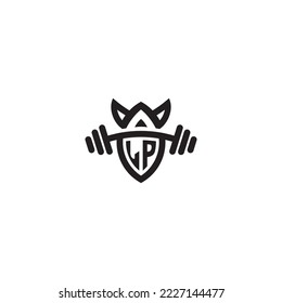 LP simple line fitness gym concept in high quality professional design that will print well across any print media