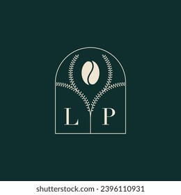 LP Unique and simple logo design combination of letters and coffee bean