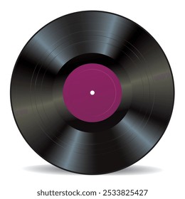 LP vinyl with purple label, vector mockup