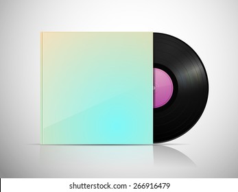 LP vinyl record with blank package vector illustration isolated on white