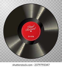 LP vinyl with red label, vector mockup