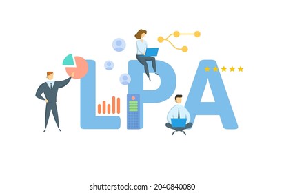 LPA, Licensed Public Accountant. Concept with keyword, people and icons. Flat vector illustration. Isolated on white.